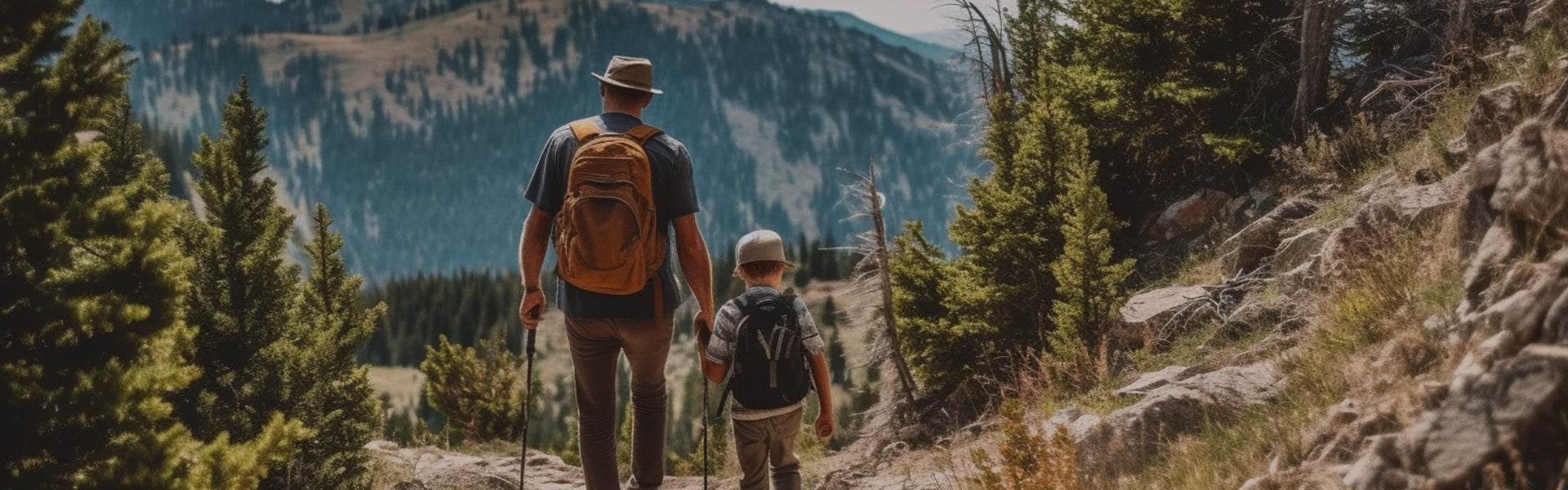 Father and Son Hiking