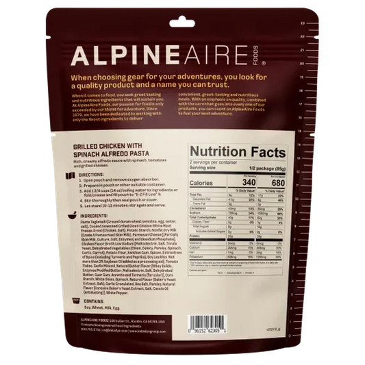 AlpineAire Grilled Chicken with Spinach Alfredo Pasta-Food - Backpacking-AlpineAire-Appalachian Outfitters