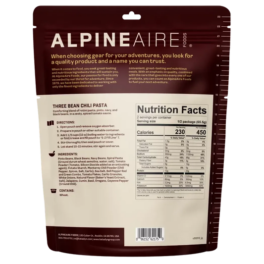 AlpineAire Three Bean Chili Pasta-Food - Backpacking-AlpineAire-Appalachian Outfitters