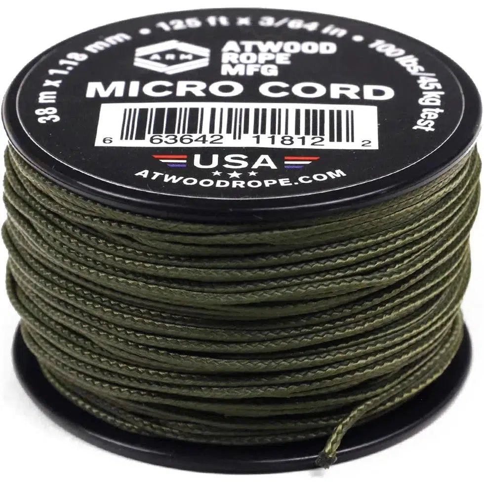 Atwood Rope Micro Cord - 100 LB - 1.18MM X 125 FT Spool-Climbing - Ropes-Atwood Rope-Olive Drab-Appalachian Outfitters