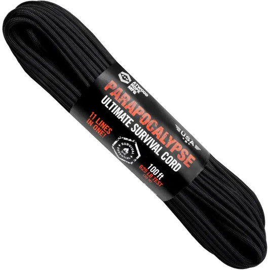 Atwood Rope Parapocalypse Ultimate Survival Cord - 625 LB - 4MM X 100 FT-Climbing - Ropes-Atwood Rope-Black-Appalachian Outfitters