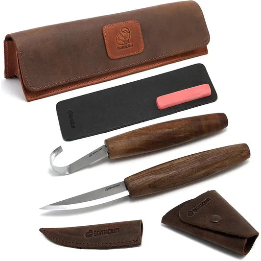 Beavercraft Spoon Carving Tool Set in Genuine Leather Case-Camping - Accessories - Knives-Beavercraft-Appalachian Outfitters