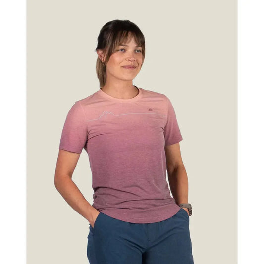 Belong Designs Women's Graphic Traverse Tek Tee-Women's - Clothing - Tops-Belong Designs-Lone Peak Red-S-Appalachian Outfitters
