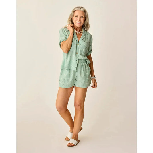 Carve Designs Women's Rhett Linen Short-Women's - Clothing - Bottoms-Carve Designs-Haze Ikat-S-Appalachian Outfitters