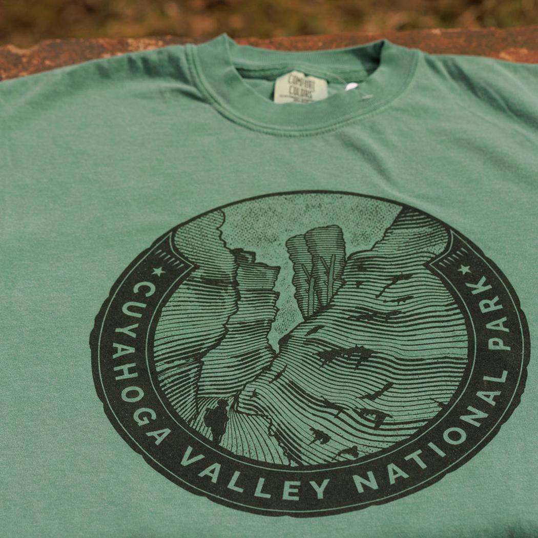 Conservancy for CVNP Ledges T-Shirt-Unisex - Clothing - Tops-Conservancy for CVNP-Green-S-Appalachian Outfitters