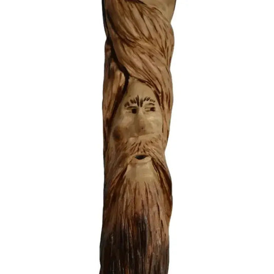 Creation Carvings Wood Walking Stick with Wood Spirit Carving in Sweetgum-Camping - Trekking Poles - Walking Sticks-Creation Carvings-Appalachian Outfitters