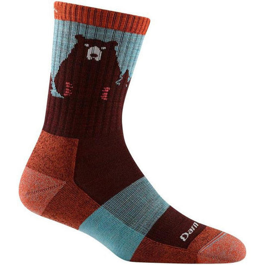 Women's Bear Town Micro Crew Lightweight with Cushion-Accessories - Socks - Women's-Darn Tough-Burgundy-M-Appalachian Outfitters
