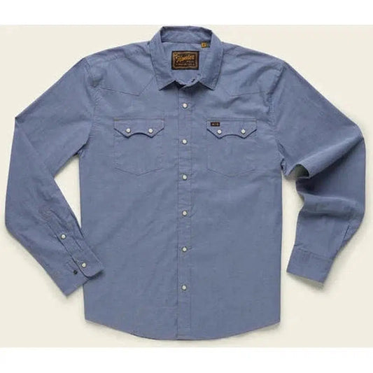 Howler Brothers Crosscut Snapshirt Long Sleeve-Men's - Clothing - Tops-Howler Brothers-Classic Blue Chambray-M-Appalachian Outfitters
