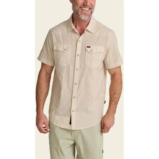 Howler Brothers Men's H Bar B Snapshirt - Eyelet Stripe-Men's - Clothing - Tops-Howler Brothers-Off White-M-Appalachian Outfitters