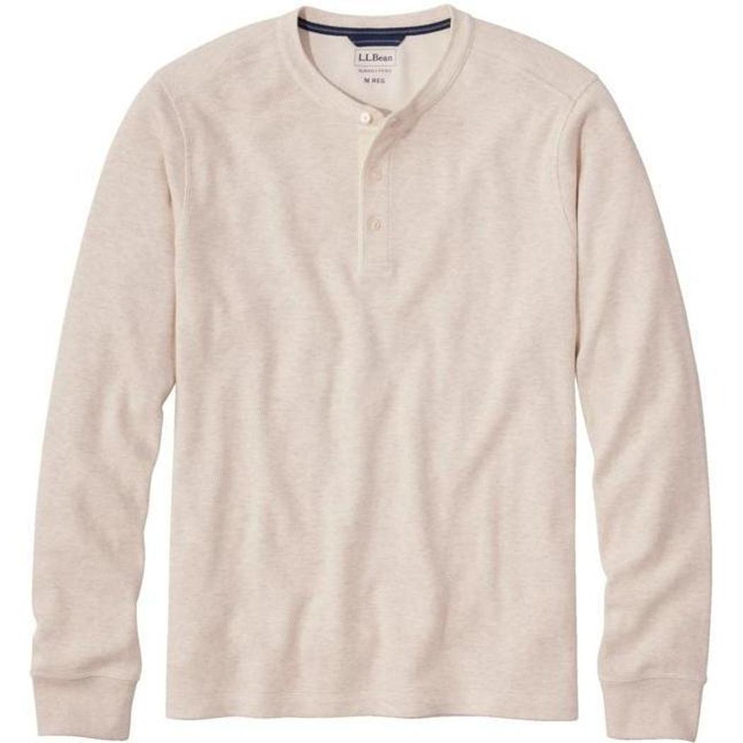 L.L.Bean Men's Bean's Waffle Knit Henley-Men's - Clothing - Tops-L.L.Bean-Oatmeal Heather-M-Appalachian Outfitters