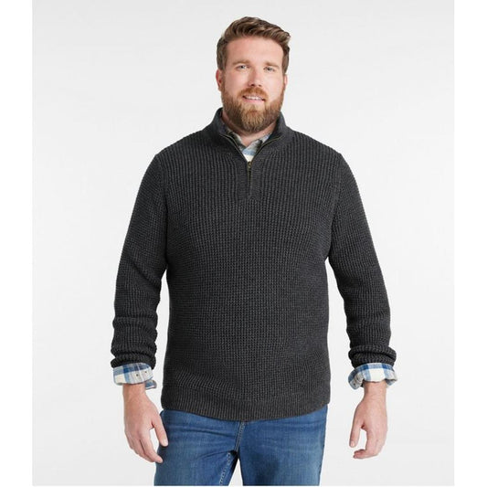 L.L.Bean Men's Organic Cotton Waffle Quarter Zip Sweater-Men's - Clothing - Tops-L.L.Bean-Appalachian Outfitters
