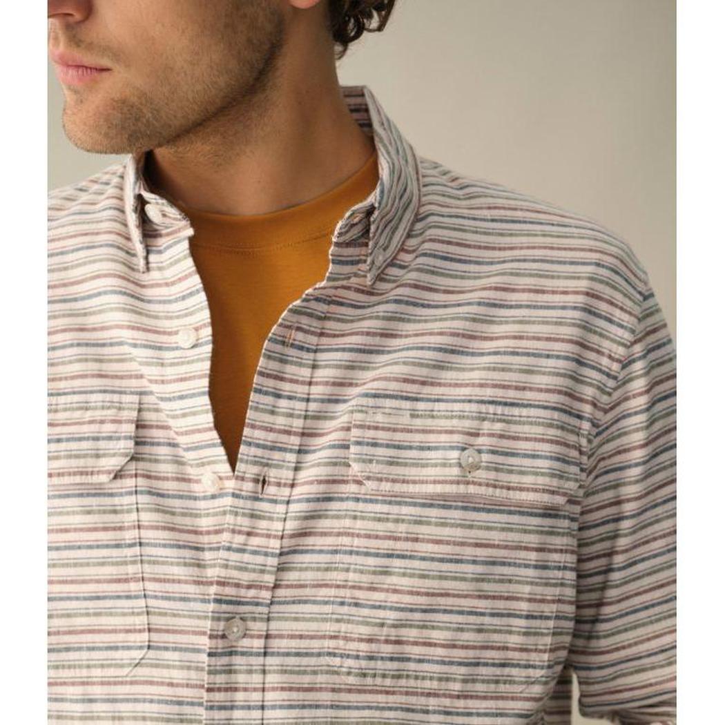 L.L.Bean Men's Stonecoast Cotton Hemp Shirt Long Sleeve Slightly Fitted Stripe-Men's - Clothing - Tops-L.L.Bean-Appalachian Outfitters