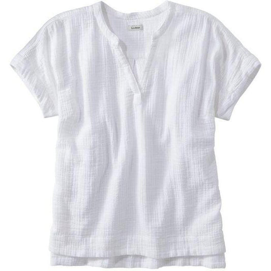 L.L.Bean Women's Cloud Gauze Shirt Short Sleeve-Women's - Clothing - Tops-L.L.Bean-White-S-Appalachian Outfitters