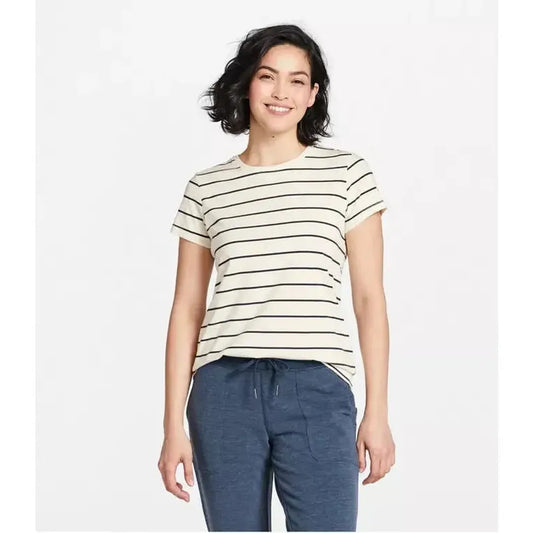 L.L.Bean Women's Soft Stretch Supima-Blend Tee, Crewneck Short-Sleeve Striped-Women's - Clothing - Tops-L.L.Bean-Appalachian Outfitters