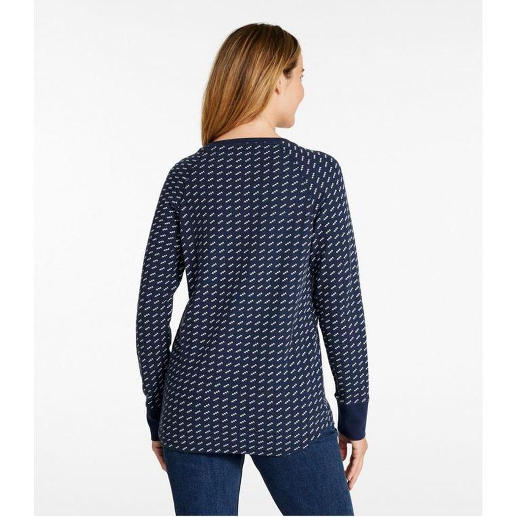 L.L.Bean Women's Unshrinkable Mini-Waffle Long-Sleeve Crewneck Stripe Tee-Women's - Clothing - Tops-L.L.Bean-Appalachian Outfitters