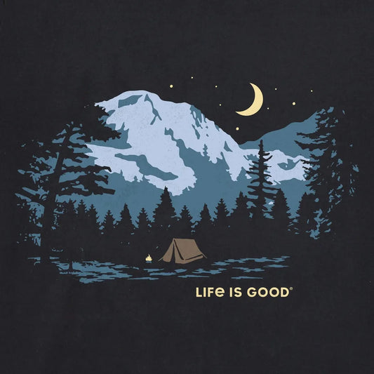 Life is Good Men's Camping Solitude Short Sleeve Crusher Tee-Men's - Clothing - Tops-Life is Good-Appalachian Outfitters