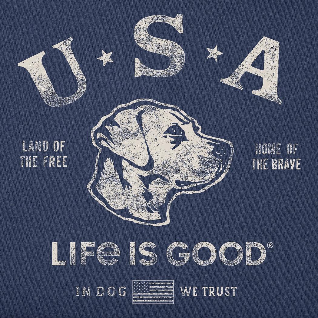 Life is Good Men's Manifesto Land Of The Free Dog Short Sleeve Crusher-LITE Tee-Men's - Clothing - Tops-Life is Good-Appalachian Outfitters