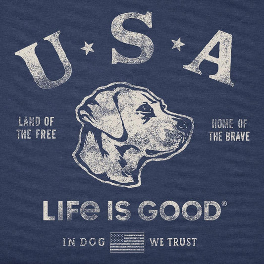 Life is Good Men's Manifesto Land Of The Free Dog Short Sleeve Crusher-LITE Tee-Men's - Clothing - Tops-Life is Good-Appalachian Outfitters