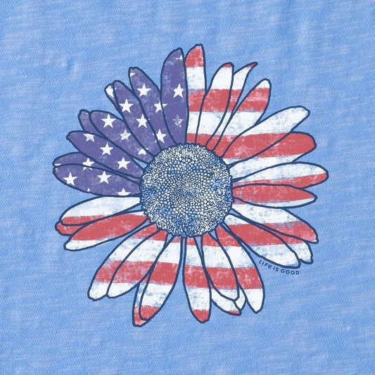 Life is Good Women's America The Beautiful Daisy Textured Slub Tank-Women's - Clothing - Tops-Life is Good-Appalachian Outfitters