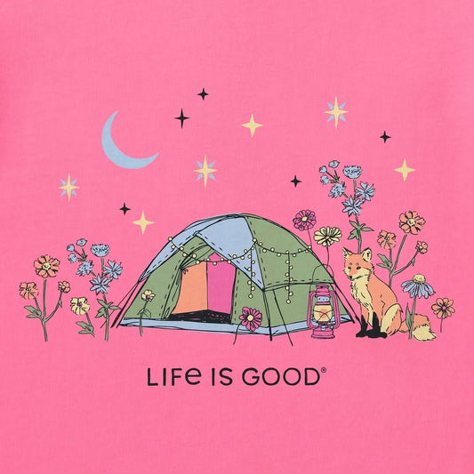 Life is Good Women's Camping Fox Flowers Short Sleeve Crusher-LITE Tee-Women's - Clothing - Tops-Life is Good-Appalachian Outfitters