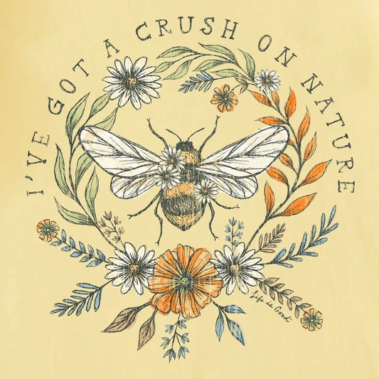 Life is Good Women's Crush on Nature Bee Crusher Vee-Women's - Clothing - Tops-Life is Good-Appalachian Outfitters