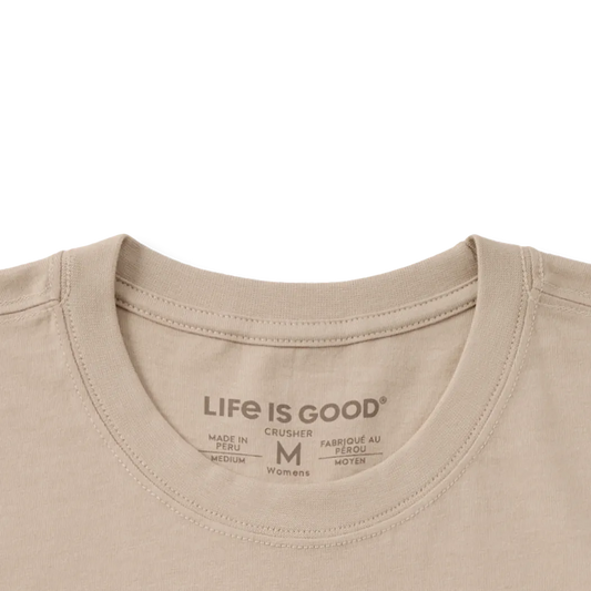 Life is Good Women's Frog on a Toadstool Coffee Short Sleeve Crusher Tee-Women's - Clothing - Tops-Life is Good-Appalachian Outfitters
