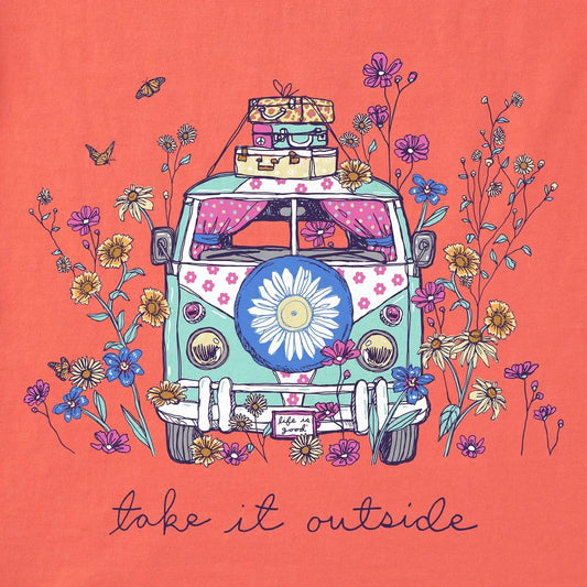 Life is Good Women's Take It Outside Wildflower Van Short Sleeve Tee-Women's - Clothing - Tops-Life is Good-Appalachian Outfitters