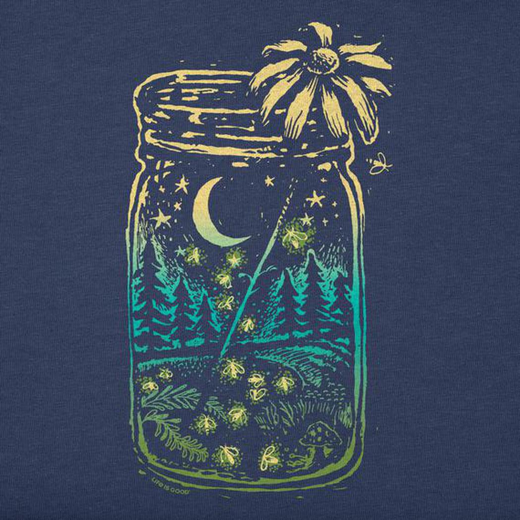 Life is Good Women's Woodcut Firefly Moon Jar Short Sleeve-Women's - Clothing - Tops-Life is Good-Appalachian Outfitters