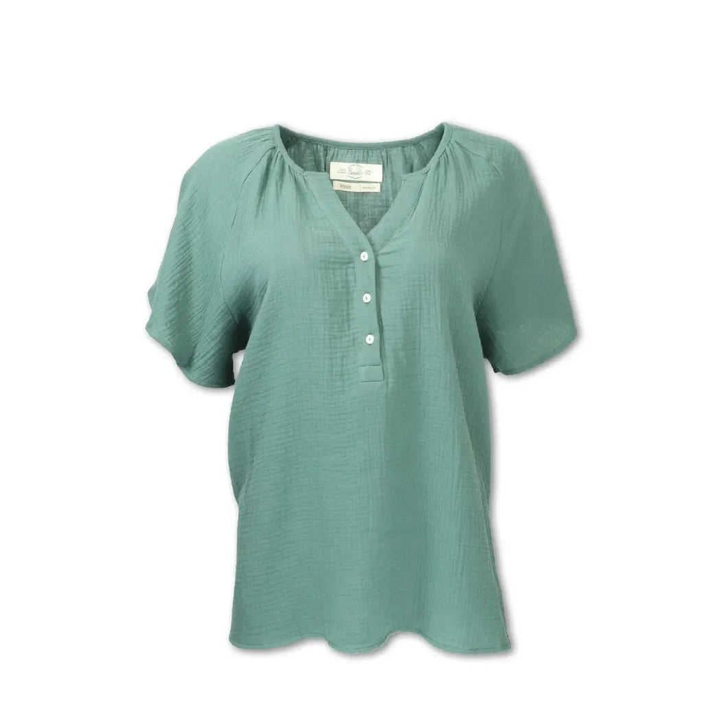Purnell Women's Gauze Raglan Short Sleeve Shirt-Women's - Clothing - Tops-Purnell-Green-S-Appalachian Outfitters