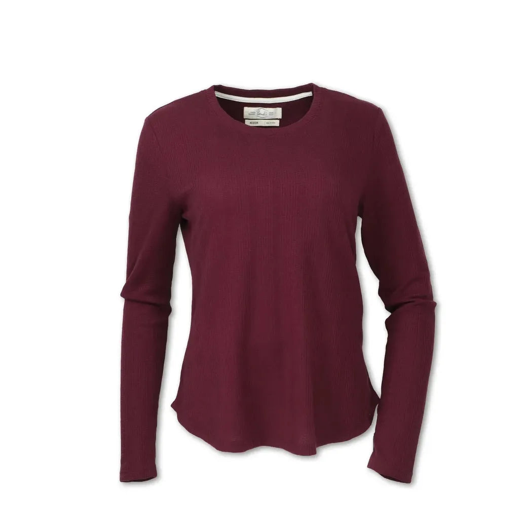 Purnell Women's Waffle Knit Crew-Women's - Clothing - Tops-Purnell-Cranberry-S-Appalachian Outfitters