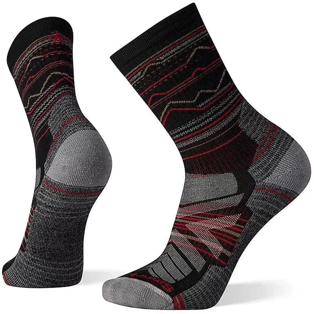 Hike Light Cushion Mountain Range Pattern Crew Socks-Accessories - Socks - Unisex-Smartwool-Black-M-Appalachian Outfitters