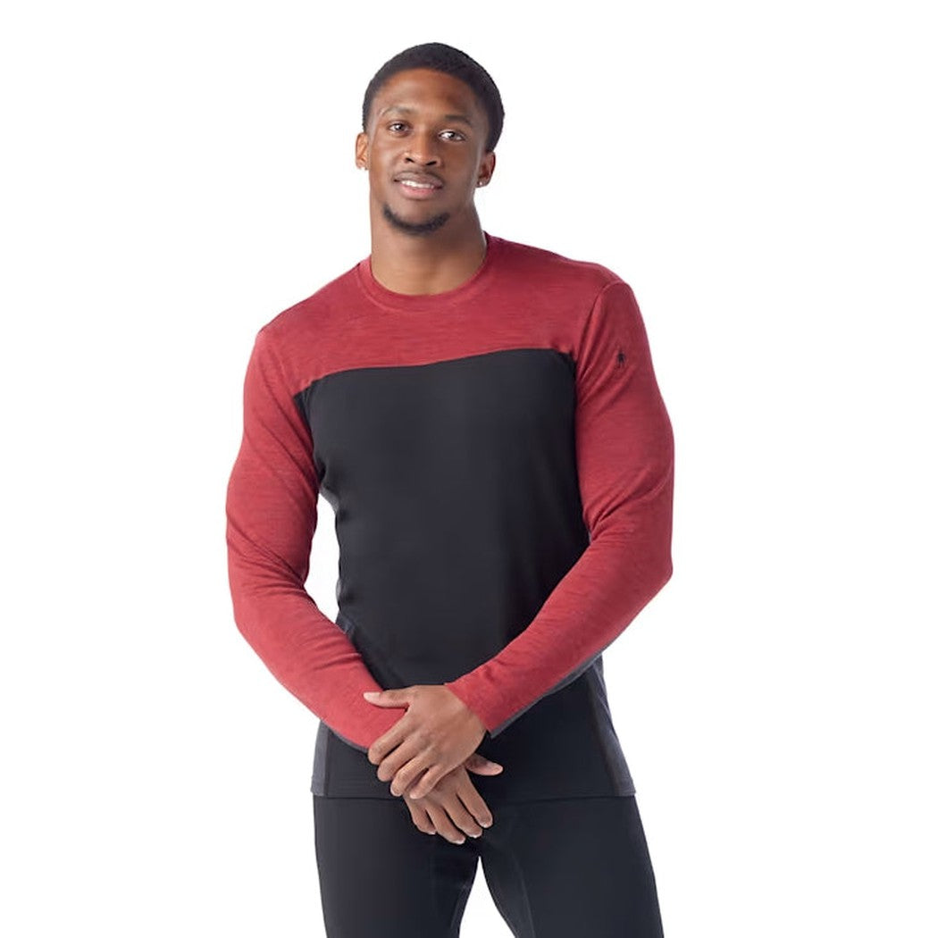 Smartwool Men's Classic Thermal Merino Layer Colorblock Crew-Men's - Clothing - Baselayer-Smartwool-Black/Currant-M-Appalachian Outfitters