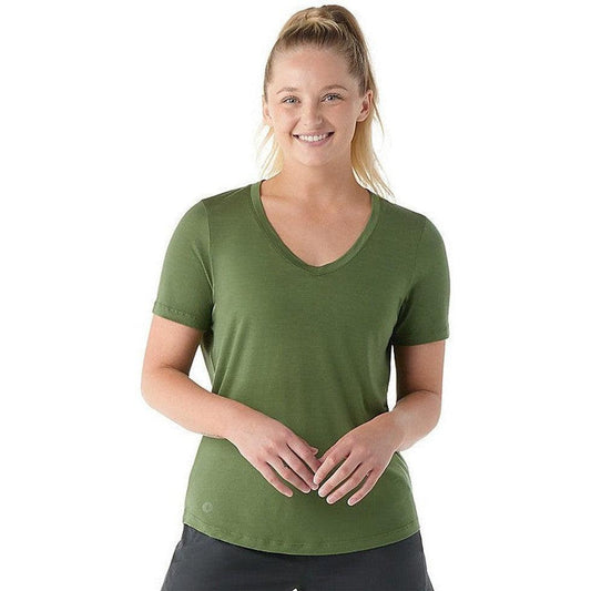 Smartwool Women's Active Ultralite V-Neck Short Sleeve-Men's - Clothing - Tops-Smartwool-Fern Green-S-Appalachian Outfitters