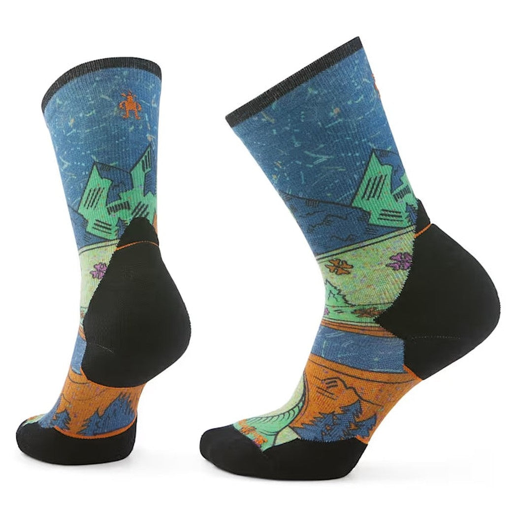 Smartwool Women's Trail Run Targeted Cushion Mountain Print Crew Socks-Accessories - Socks - Women's-Smartwool-Twilight Blue-M-Appalachian Outfitters