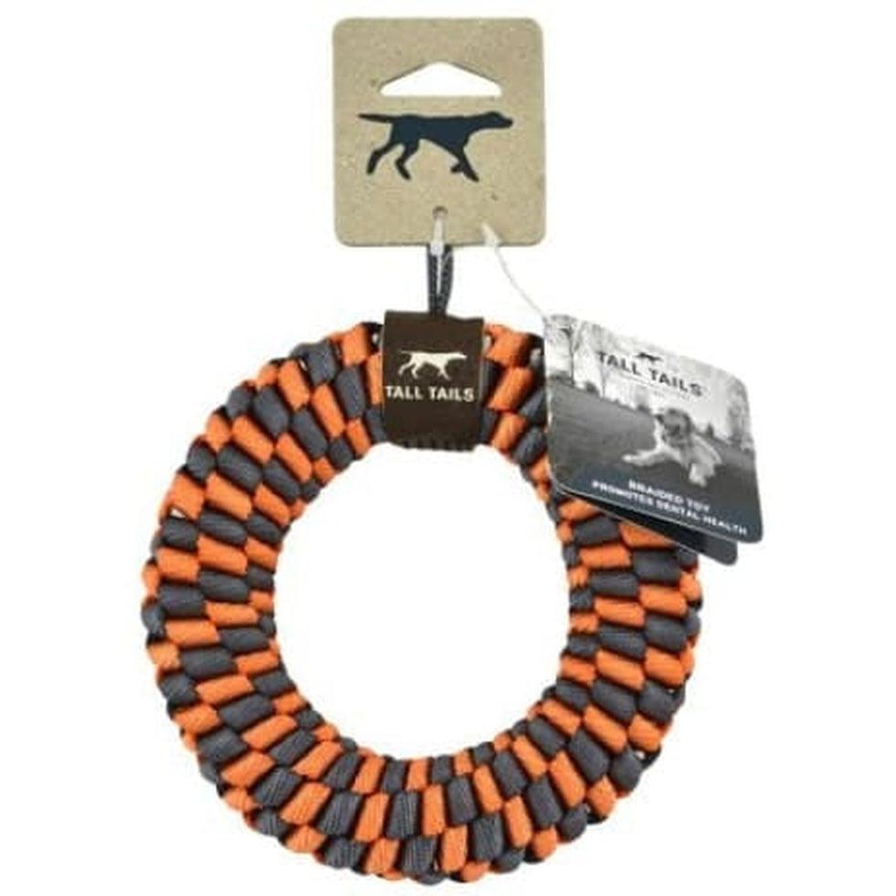 Tall Tails Orange Braided Ring Toy Outdoor Dogs