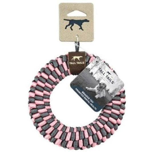 Tall Tails Pink Braided Ring Toy Outdoor Dogs