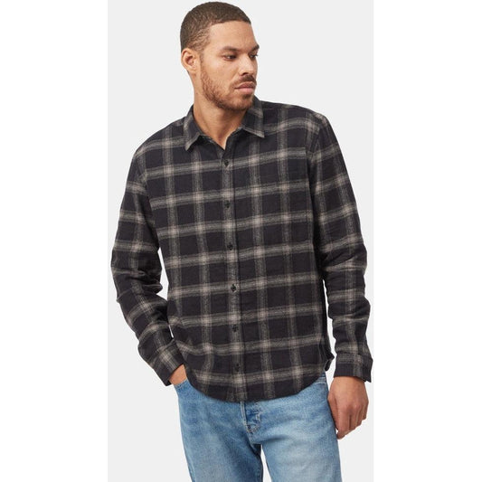 Men's Kapok Flannel Shirt-Men's - Clothing - Tops-Tentree-Meteorite Black Granite Grey-M-Appalachian Outfitters