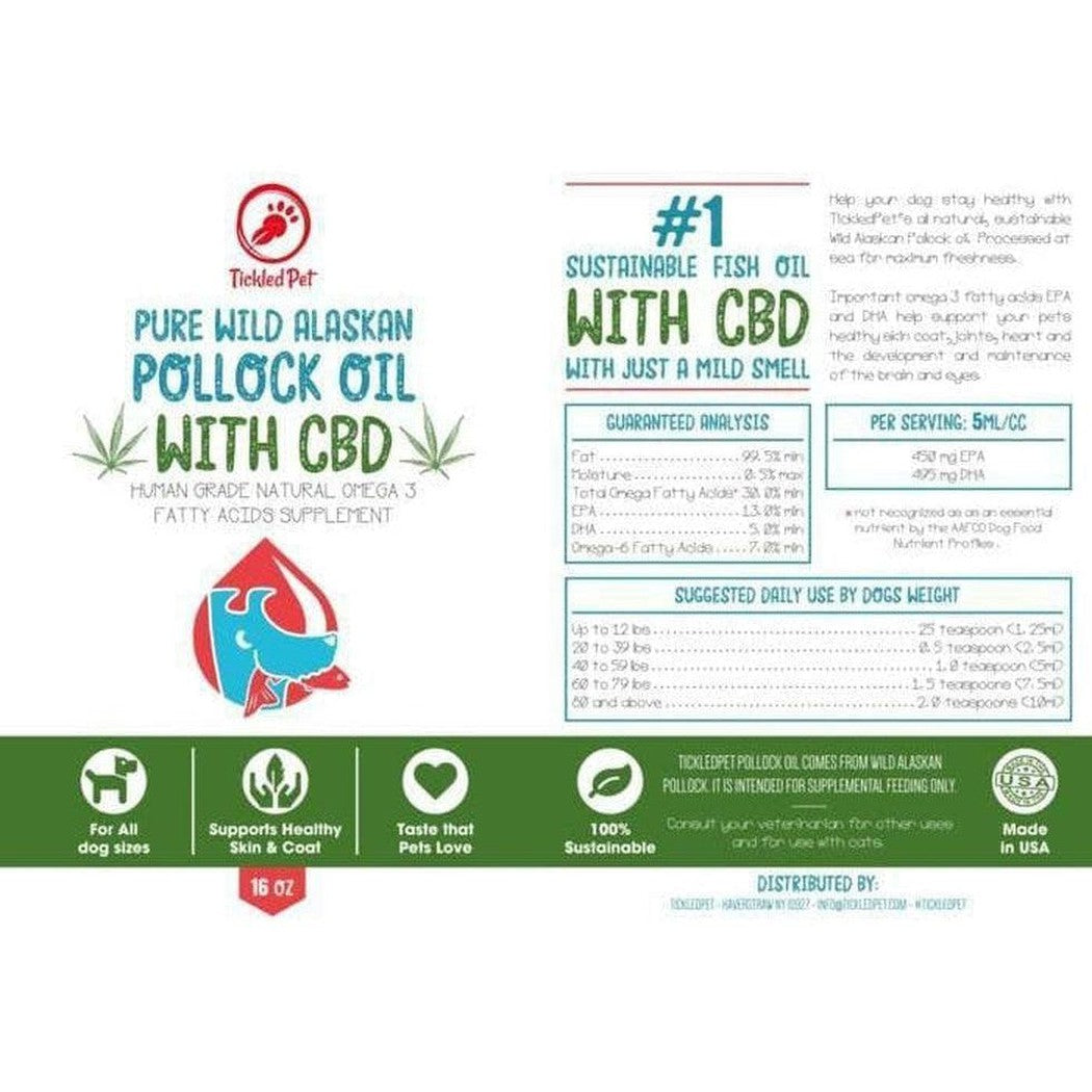 Tickled Pet Wild Alaskan Pollock Oil 16 Ounce with Cbd