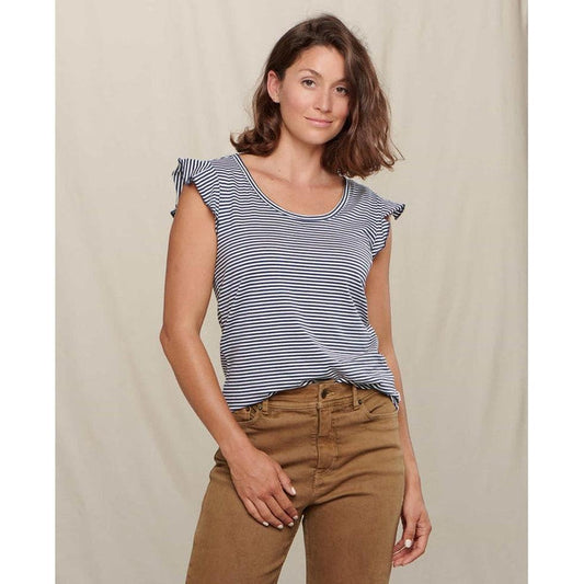 Rufflita II Tee-Women's - Clothing - Tops-Toad & Co-True Navy Stripe-S-Appalachian Outfitters