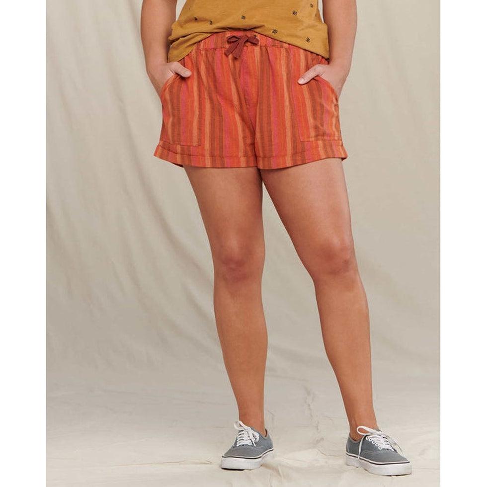 Women's Taj Hemp Short-Women's - Clothing - Bottoms-Toad & Co-Papaya Stripe-S-Appalachian Outfitters