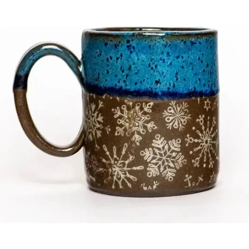 White Squirrel Clayworks Limited Winter Snowflake Handmade Ceramic Blue 14oz Mug-Camping - Cooking - Dishware-White Squirrel Clayworks-Appalachian Outfitters