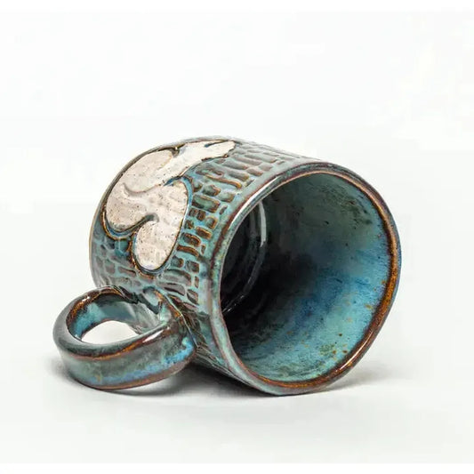 White Squirrel Clayworks White Squirrel Design Handmade in Ohio Ceramic 10oz Blue Mug-Camping - Cooking - Dishware-White Squirrel Clayworks-Appalachian Outfitters