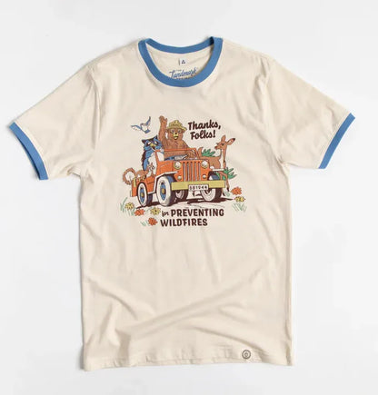 The Landmark Project Thanks, Folks for Preventing Wildfires Unisex Short Sleeve Ringer Tee