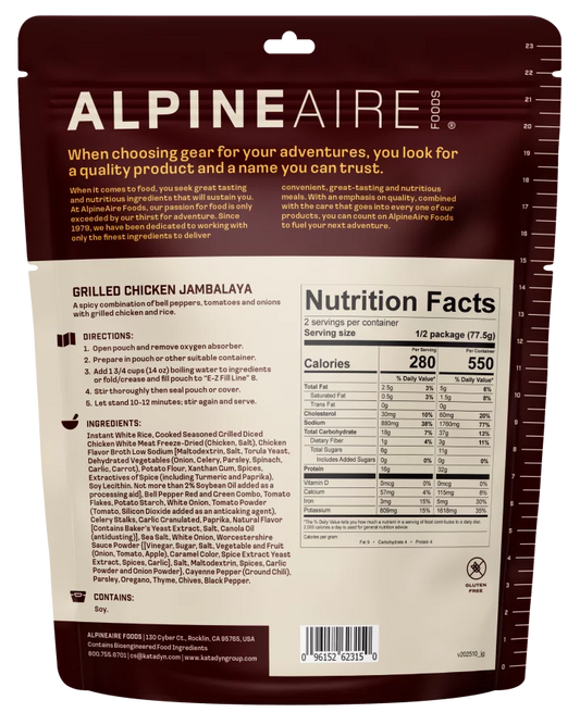 AlpineAire Grilled Chicken Jambalaya-Food - Backpacking-AlpineAire-Appalachian Outfitters