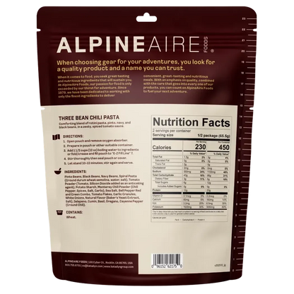 AlpineAire Three Bean Chili Pasta-Food - Backpacking-AlpineAire-Appalachian Outfitters