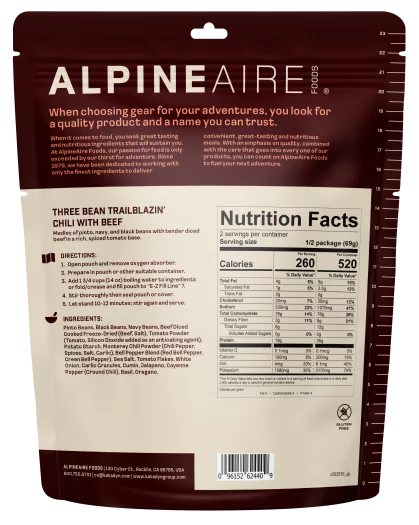 AlpineAire Three Bean Trailblazin' Chili with Beef-Food - Backpacking-AlpineAire-Appalachian Outfitters