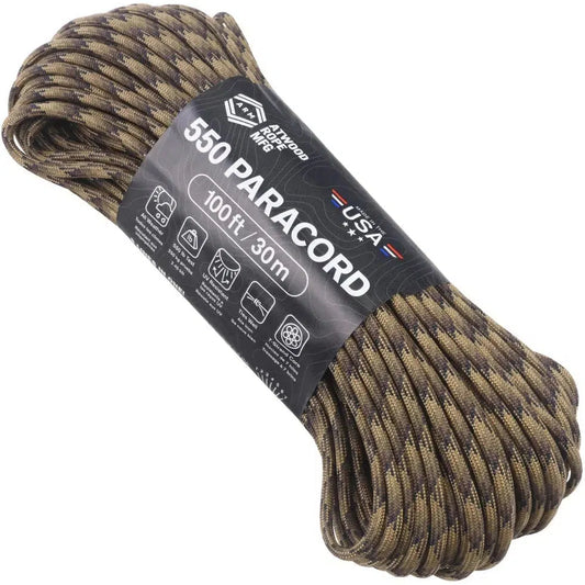 Atwood Rope Paracord - 550 LB - 4MM X 100 FT-Climbing - Ropes-Atwood Rope-FDE Camo-Appalachian Outfitters