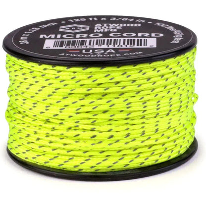 Atwood Rope Reflective Cord - 100 LB Mirco Cord - 1.18MM X 125 FT Spool-Climbing - Ropes-Atwood Rope-Yellow-Appalachian Outfitters