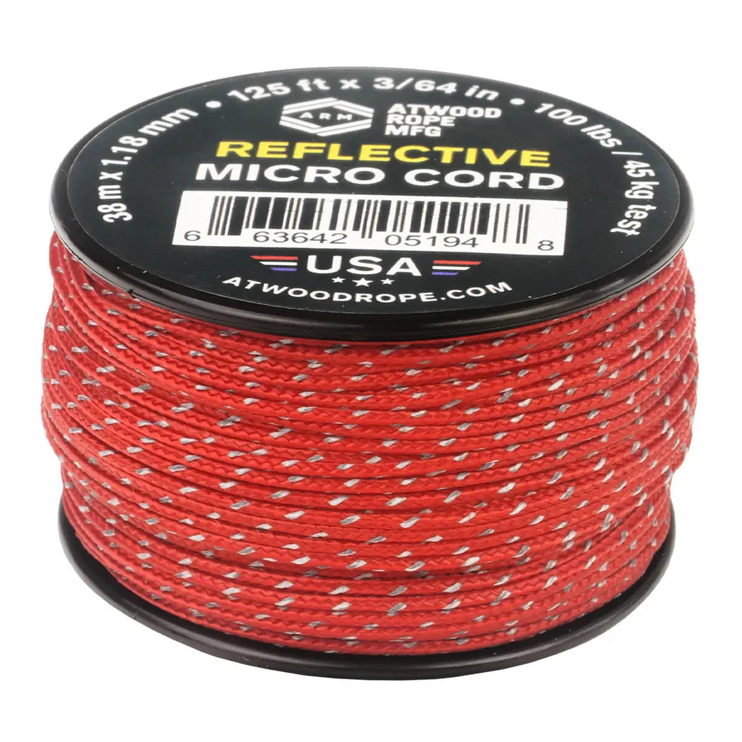 Atwood Rope Reflective Cord - 100 LB Mirco Cord - 1.18MM X 125 FT Spool-Camping - Accessories - Rope and Cordage-Atwood Rope-Appalachian Outfitters