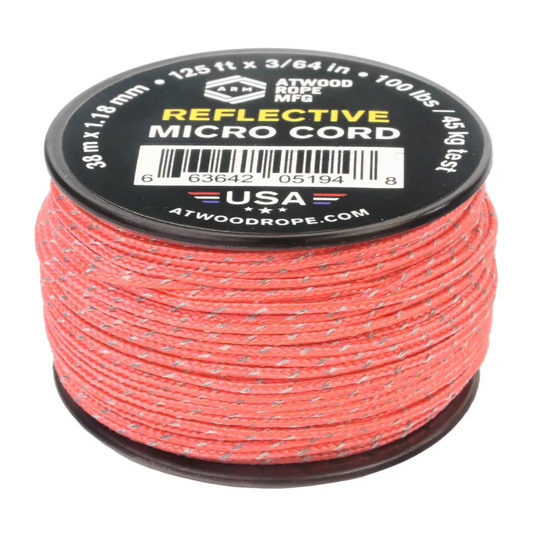 Atwood Rope Reflective Cord - 100 LB Mirco Cord - 1.18MM X 125 FT Spool-Camping - Accessories - Rope and Cordage-Atwood Rope-Appalachian Outfitters